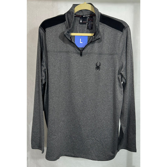 Spyder Active Quarter-Zip Pullover Gray Heather L Long Sleeve Stretch Top NWT