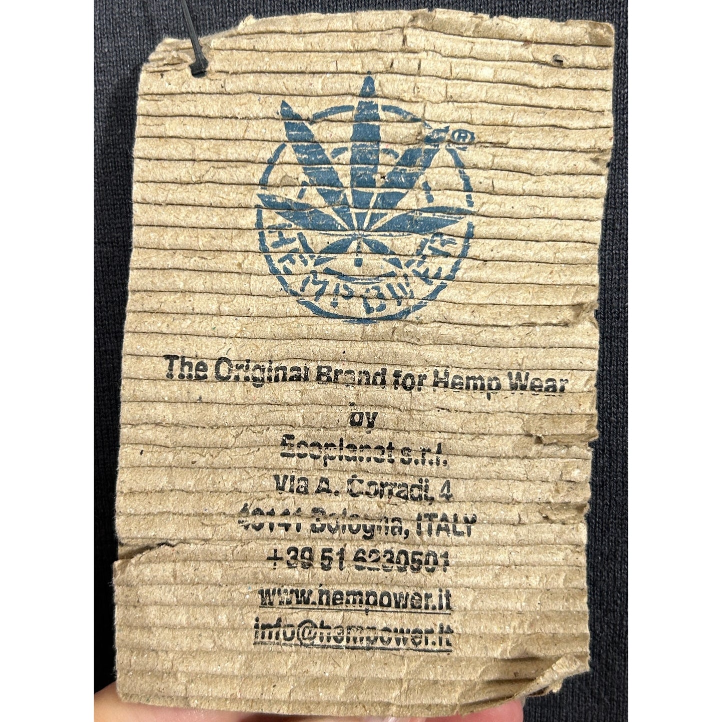 Hempower Italy Black Long Sleeve Shirt Hemp Organic Cotton Blend M