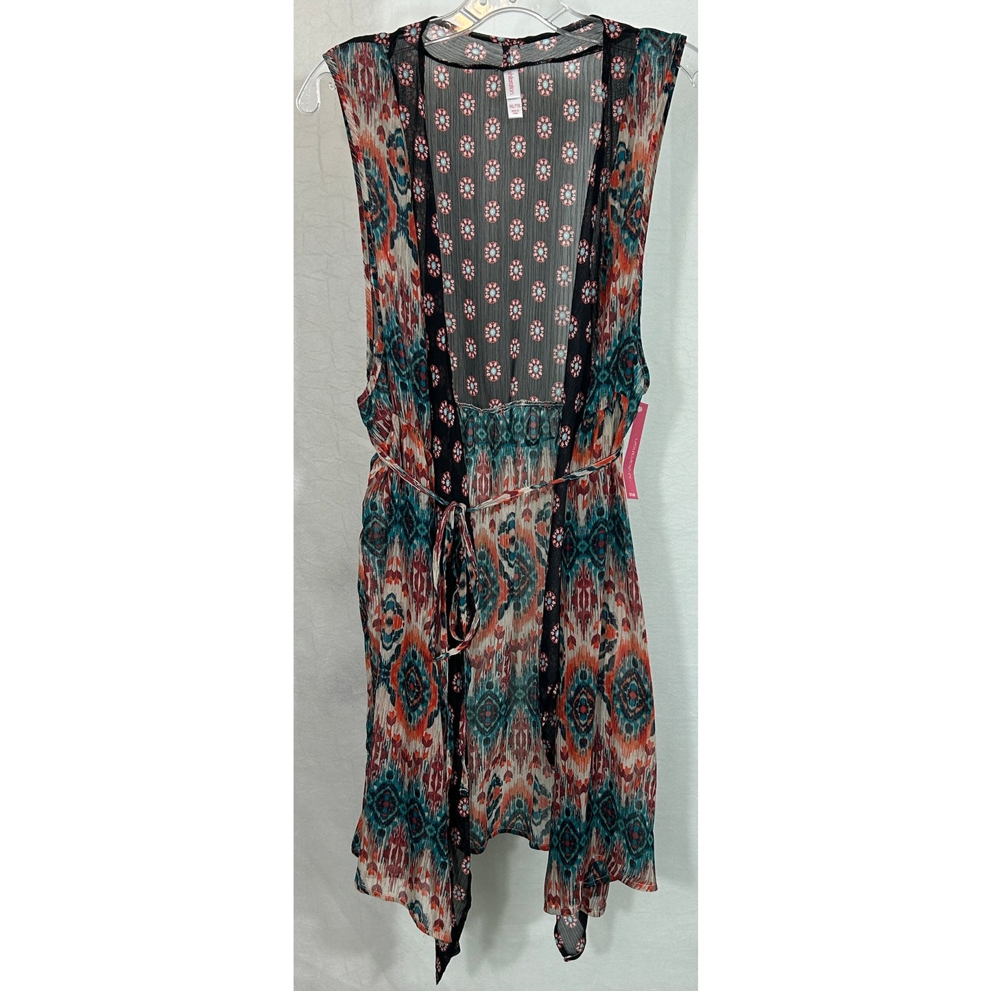 Xhilaration Sheer Multicolor Boho Print Sleeveless Vest XXL