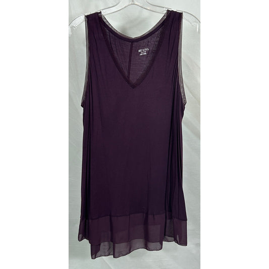 Merona Purple Sleeveless V-Neck Tank Top XXL Sheer Hem Detail