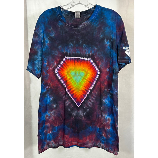 DYEMONDZ Rainbow Diamond Tie Dye T-Shirt Gildan L 100% Cotton
