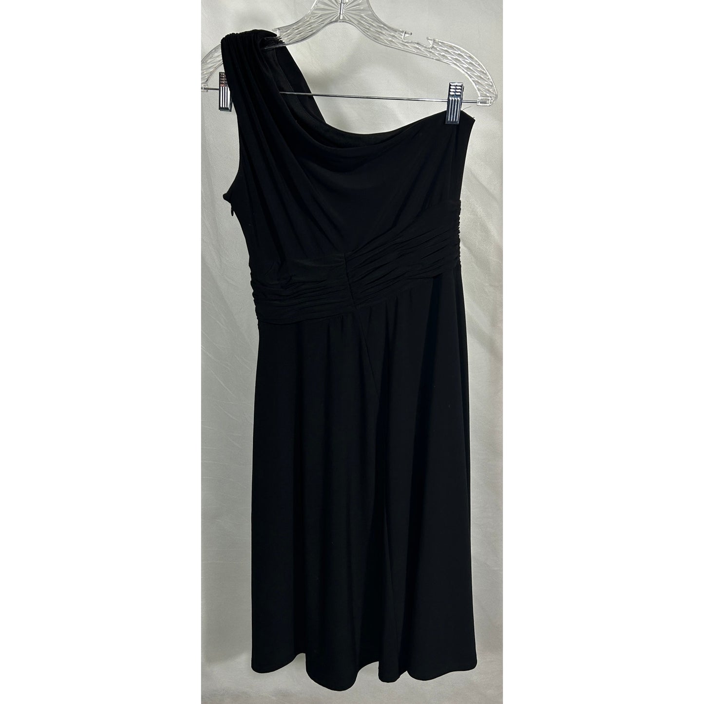 Evan-Picone One Shoulder Ruched Black Cocktail Dress Size 8