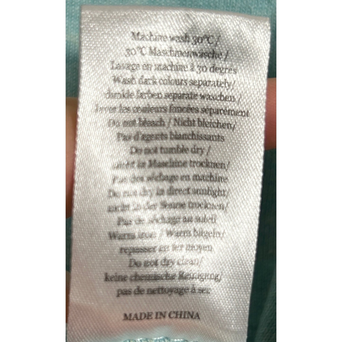 Wrap London Blue Hemp Cotton 3/4 Sleeve Top UK 10 US 6 Casual Pullover