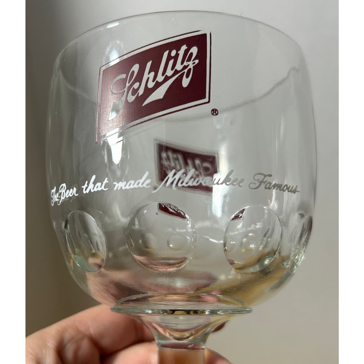 Vintage Schlitz Beer Goblet Glass - 6" Tall, 4" Diameter
