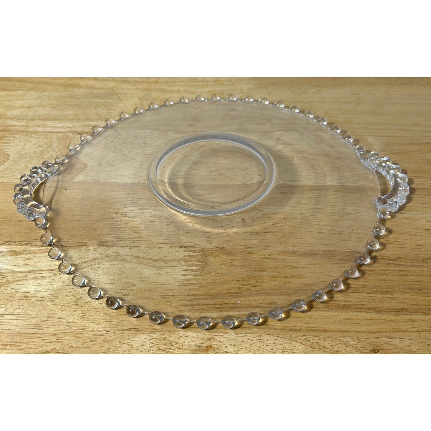 Imperial Glass Candlewick Tray Clear 11.75" Vintage Handle Plate