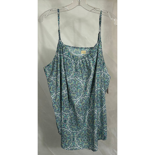 XXL Floral Medallion Tank Top Sleeveless Adjustable Strap Blouse Polyester