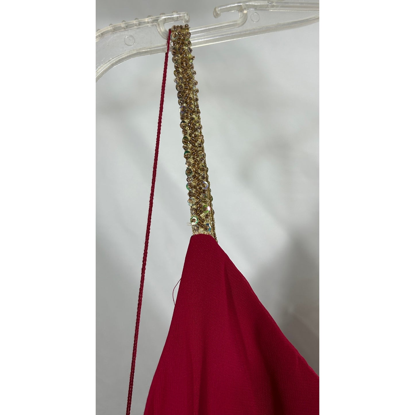 Donna Morgan Red Cocktail Dress with Beaded Straps, Size 16
