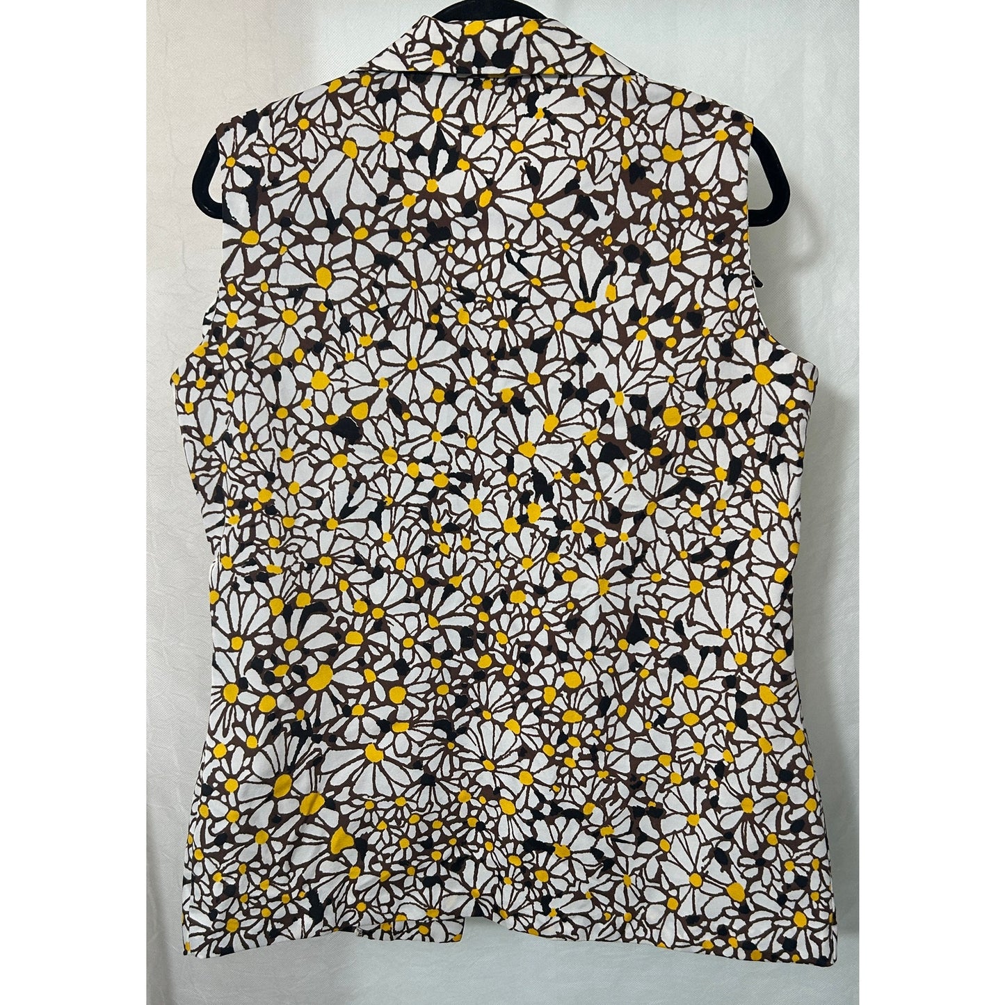 Vintage Lady Manhattan Sleeveless Blouse 70s Daisy Print Size 16