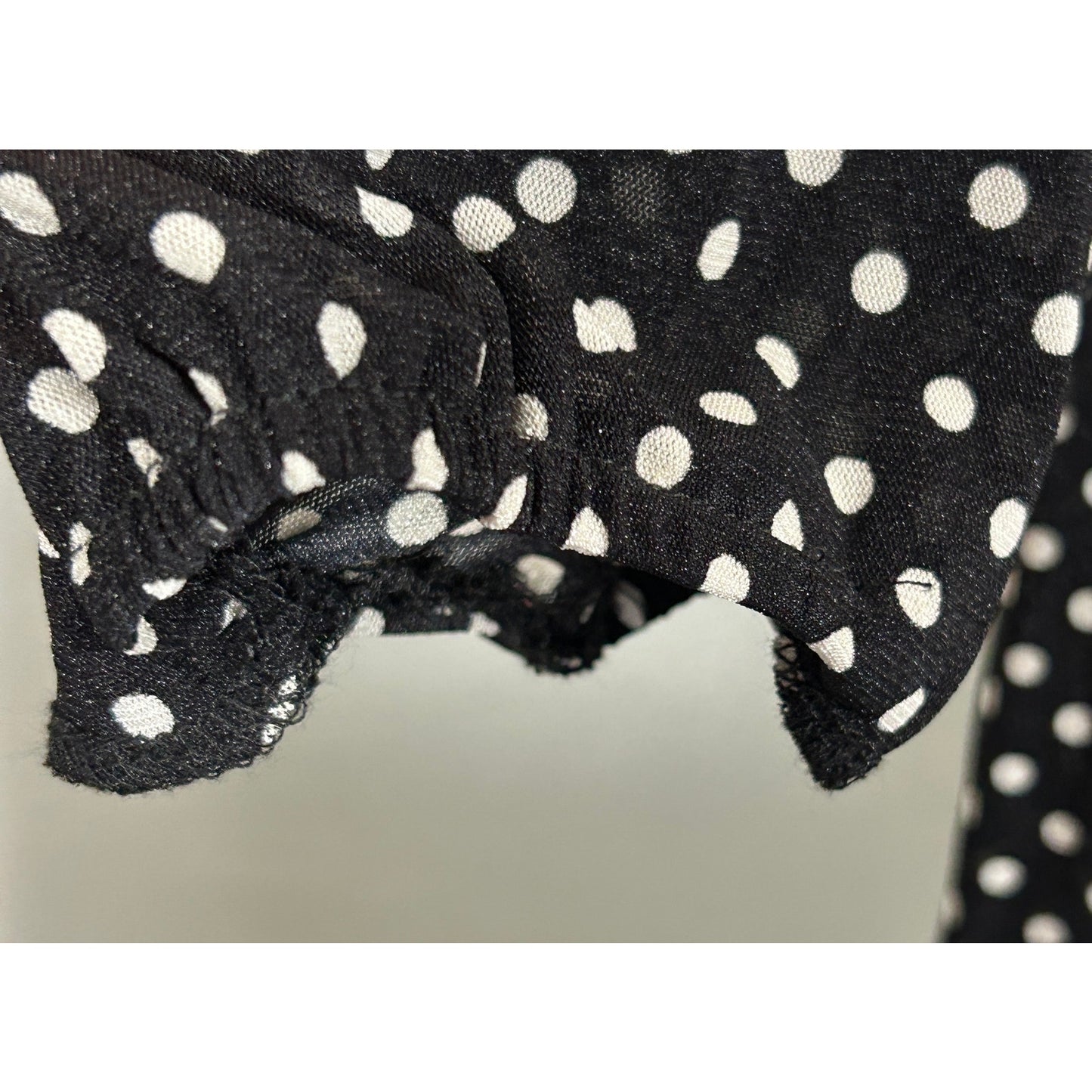 Ember Black Sheer Polka Dot Tunic Top with Tie Front – Size M