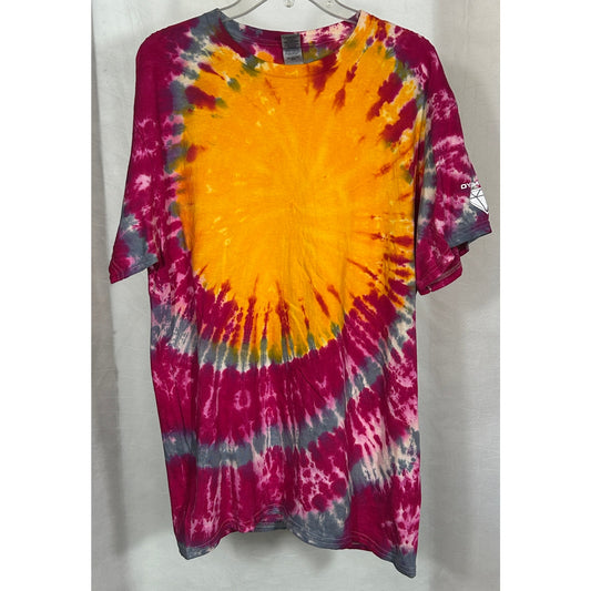 Dyemondz Hand-Dyed Tie-Dye Diamond Pattern Tee – 100% Cotton Large T-Shirt