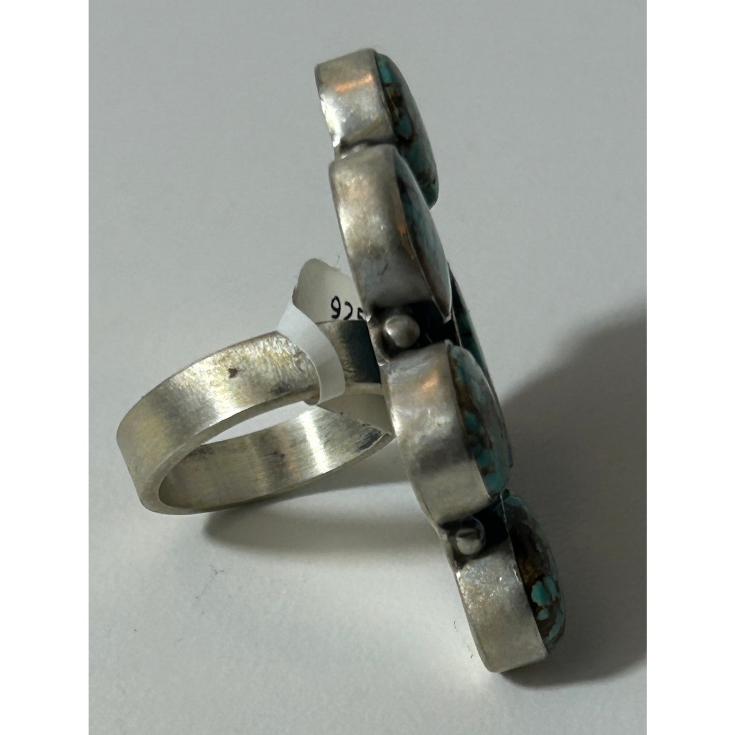 Sterling Silver Five‑Stone Turquoise Cluster Ring - Adjustable, NWT