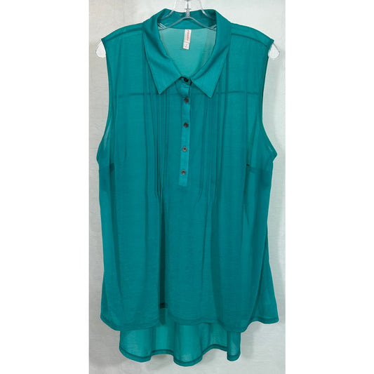 Xhilaration Teal Sleeveless Hi-Low Button Blouse Fits Like Plus Size 2X