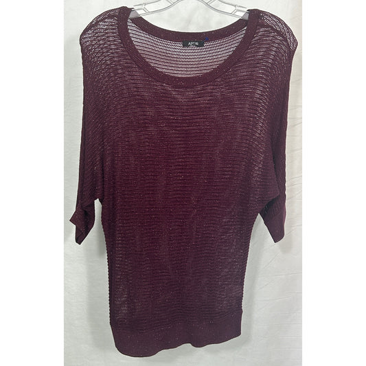 APT. 9 Burgundy Metallic Open Knit Dolman Sleeve Sweater Women’s L
