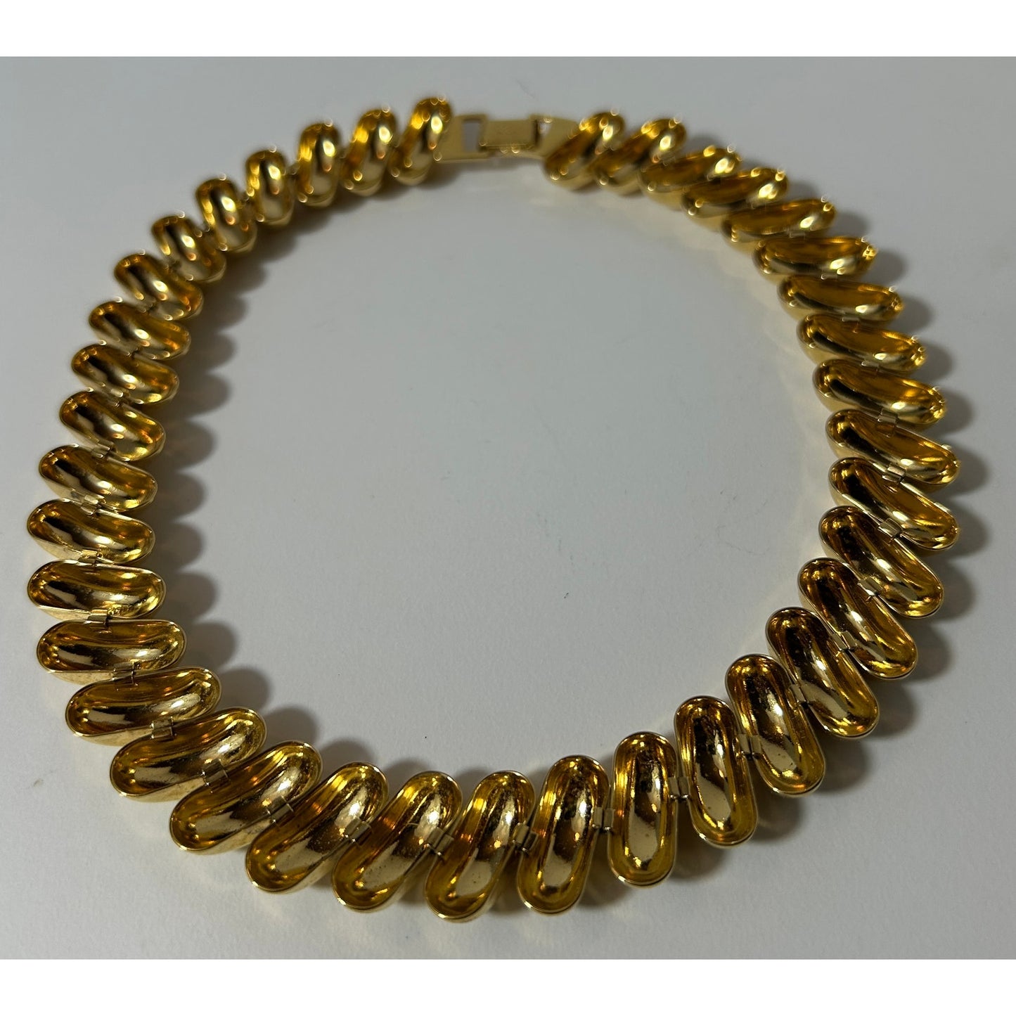 Vintage Napier Gold Tone Statement Necklace Pat. 4170189, 15.5"