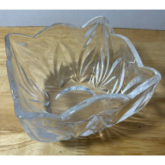 Vintage Clear Pressed Glass Scalloped Square Bowl – 5.75″ Crystal Candy Dish