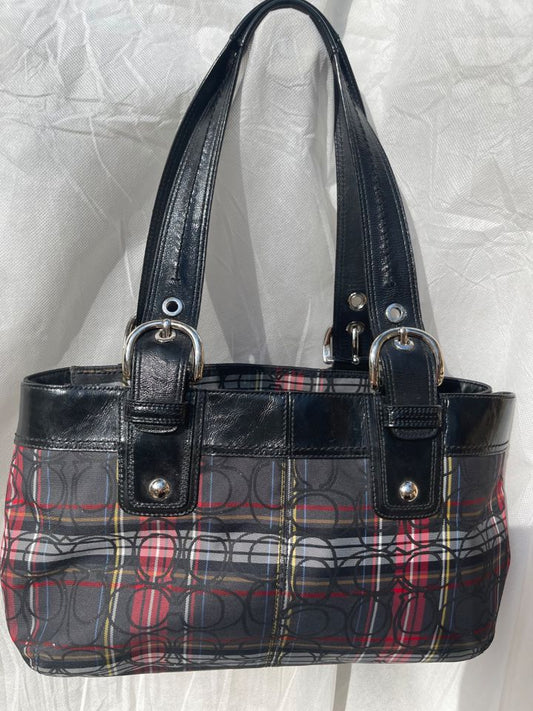 Coach Poppy Tartan Plaid Tote Bag (Style F15467)