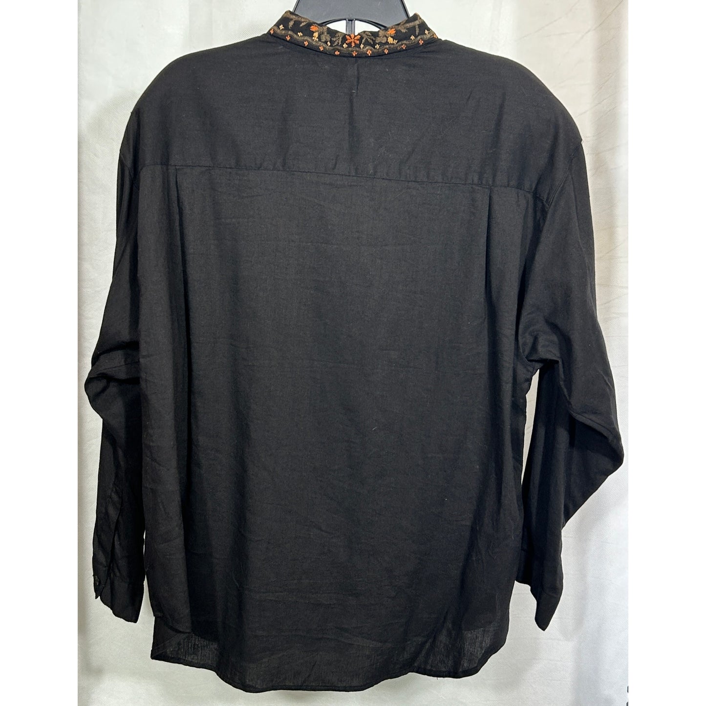 Vintage Together Black Embroidered Button Down Shirt 2X Floral Western