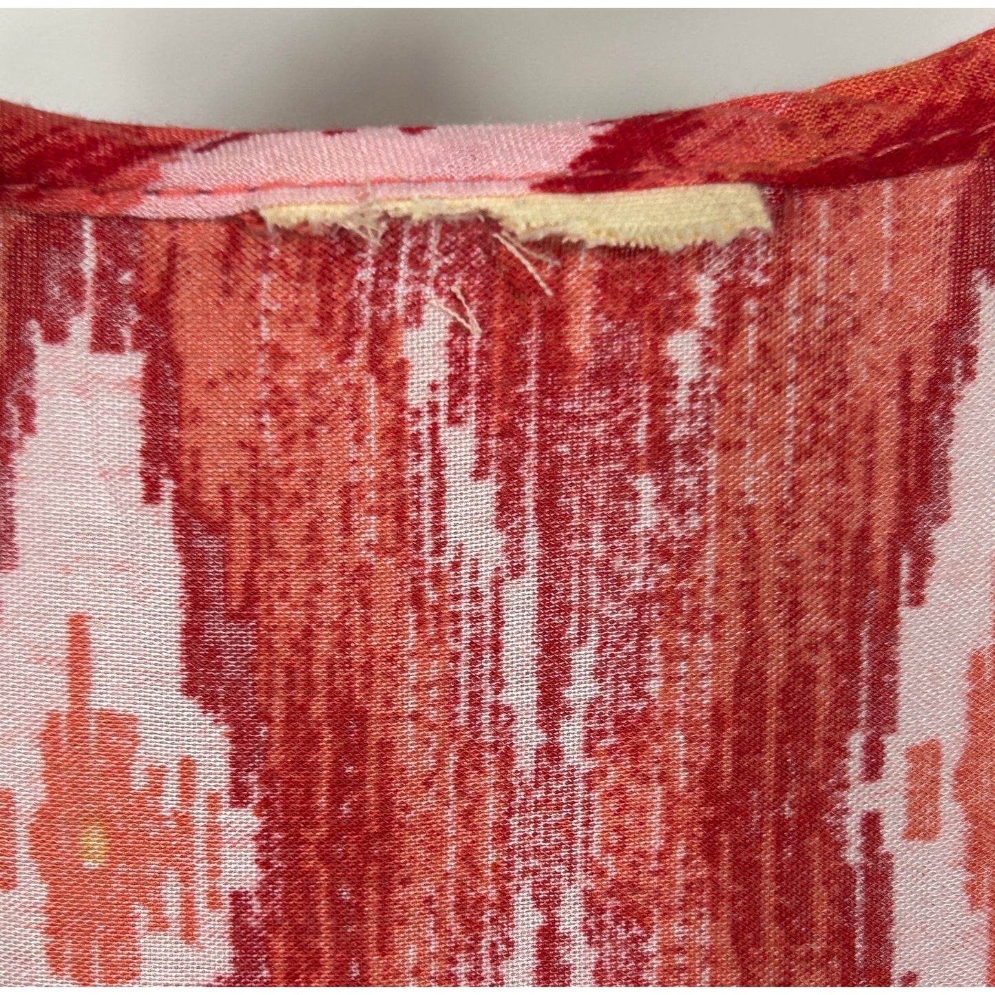 Peach Whisper Ikat Tassel Tank Top XXL Rayon Sleeveless Blouse Boho Print