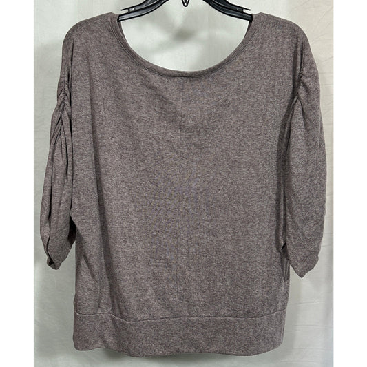 Stem L Hemp Recycled Polyester Relaxed Top Taupe Purple Sustainable Made Canada