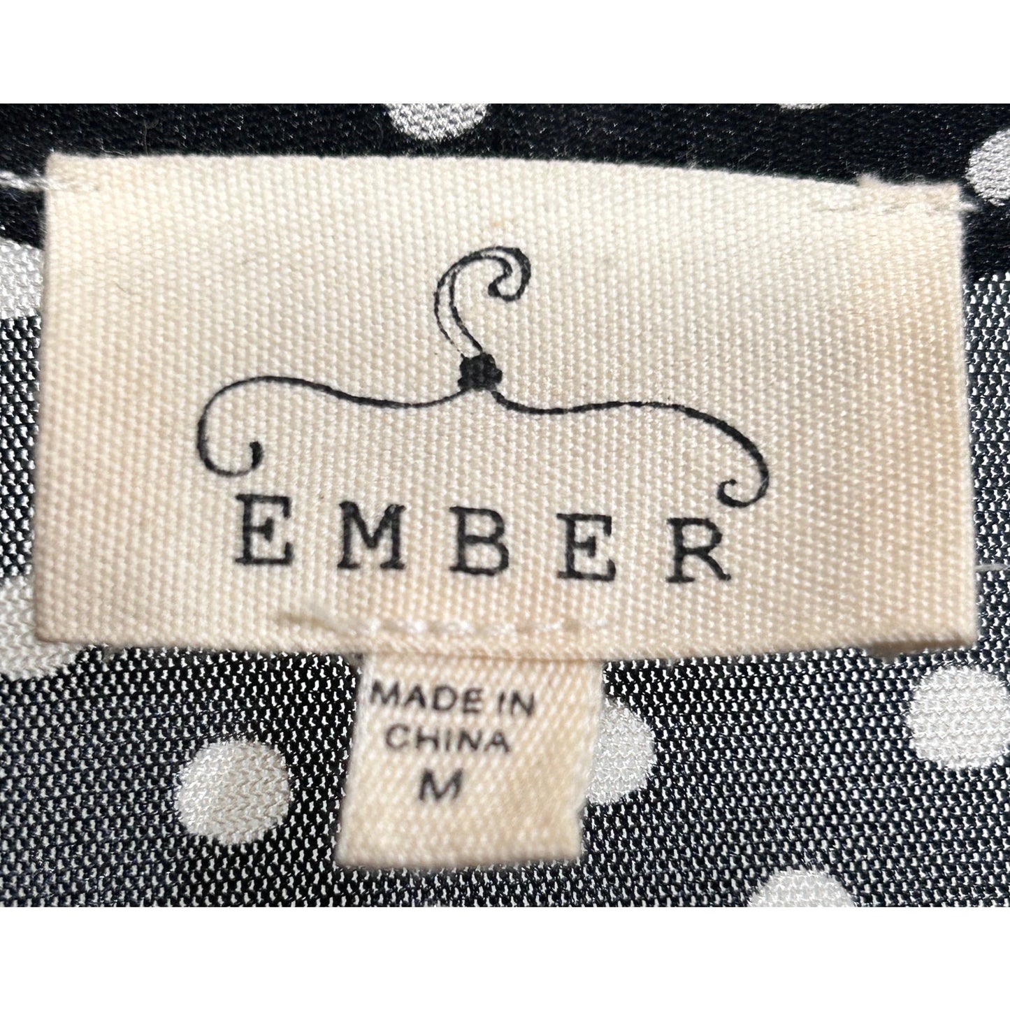 Ember Black Sheer Polka Dot Tunic Top with Tie Front – Size M