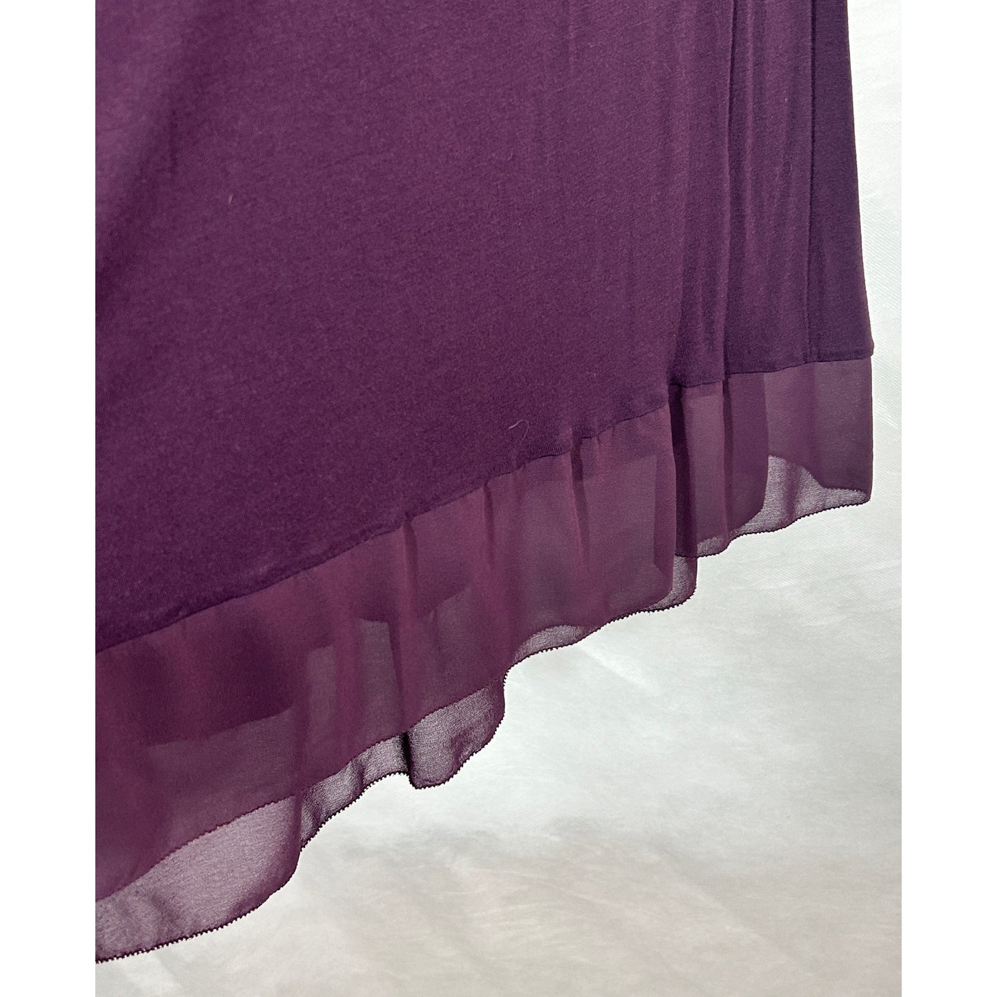 Merona Purple Sleeveless V-Neck Tank Top XXL Sheer Hem Detail