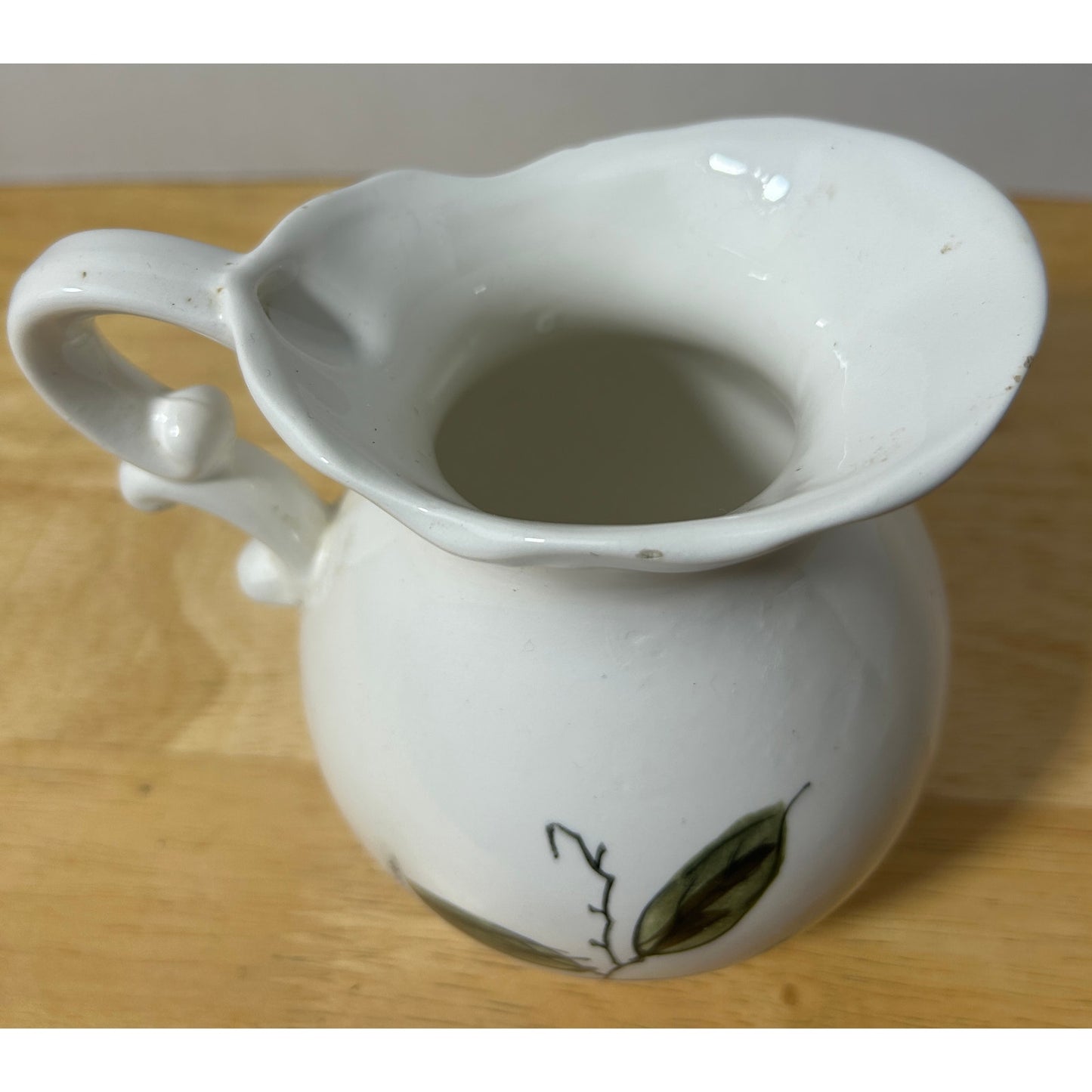Hand Painted Japan Floral Pitcher with Orange Flower, 6” Tall 6” Wide