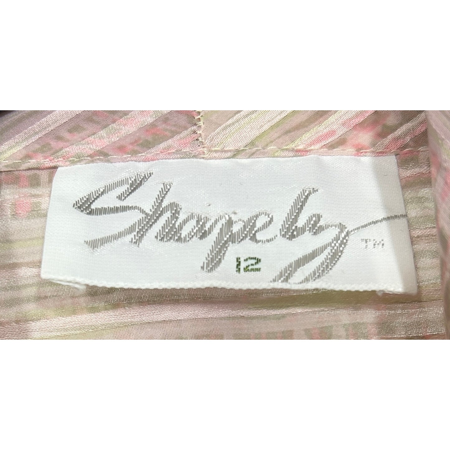 Vintage Shapely Sheer Pink Stripe Pussy Bow Blouse Size 12