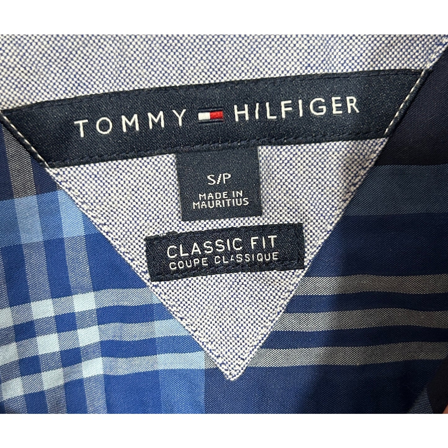 Tommy Hilfiger Classic Fit Blue Plaid Button-Up Shirt | Small