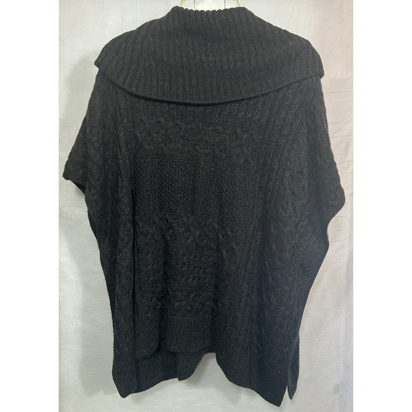 New York & Company Dark Gray Cable Knit Poncho Sweater XS/S Cowl Neck Acrylic