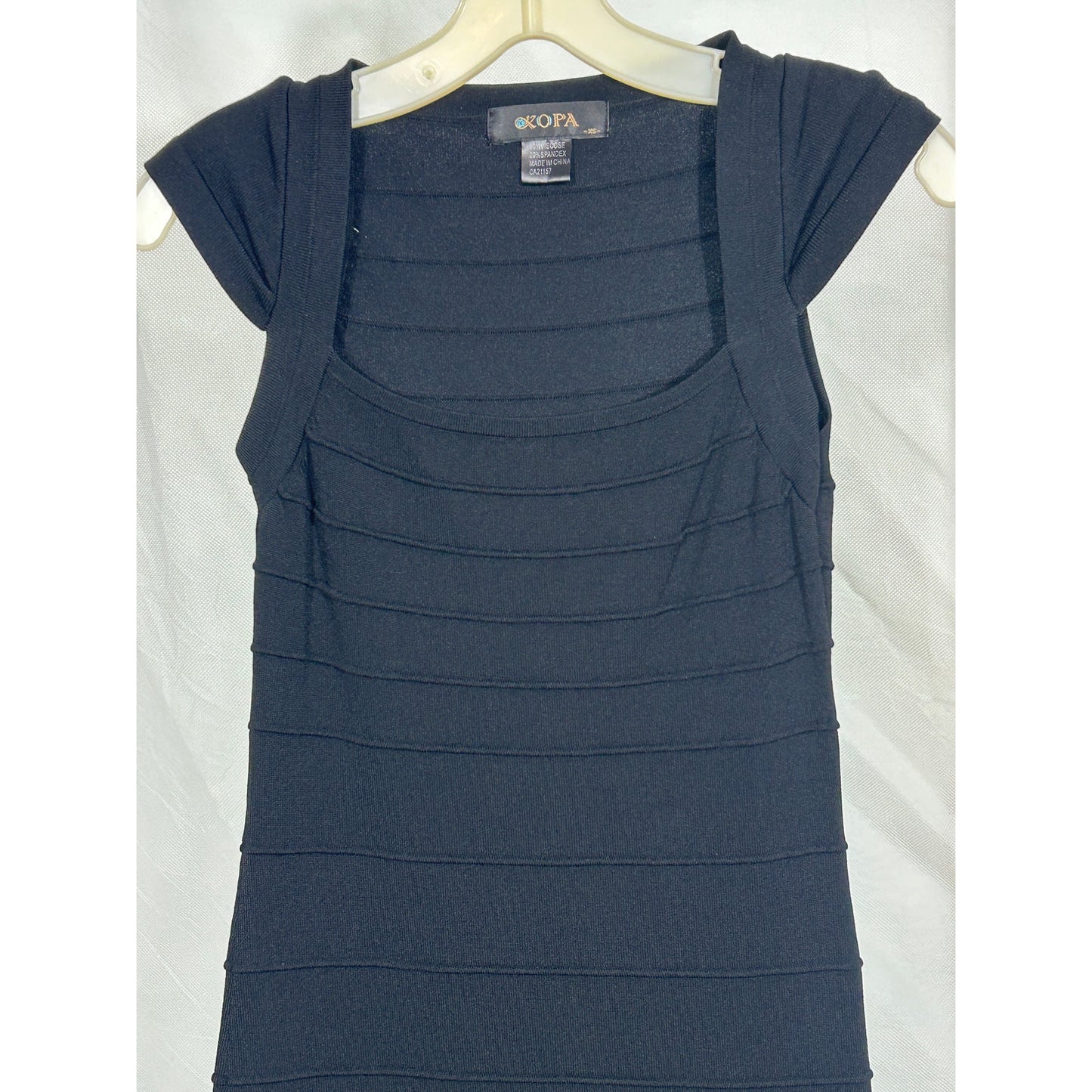 KOPA Black Bandage Bodycon Dress XS | Stretch Viscose Blend Mini Cocktail