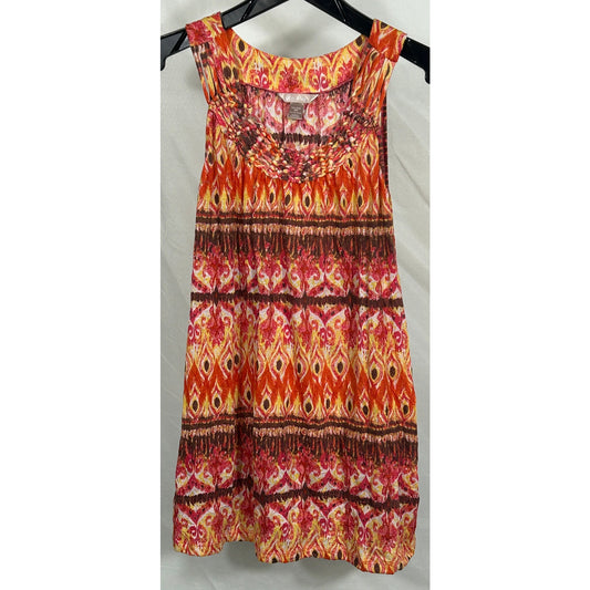 White Stag Pink Combo Sleeveless Top XXL | Boho Print Pullover Blouse