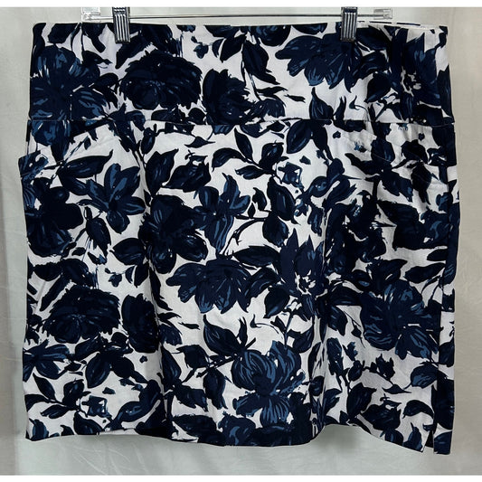 XXL Navy Floral Print Skort with Built-In Shorts by S.C.&Co. Sportswear