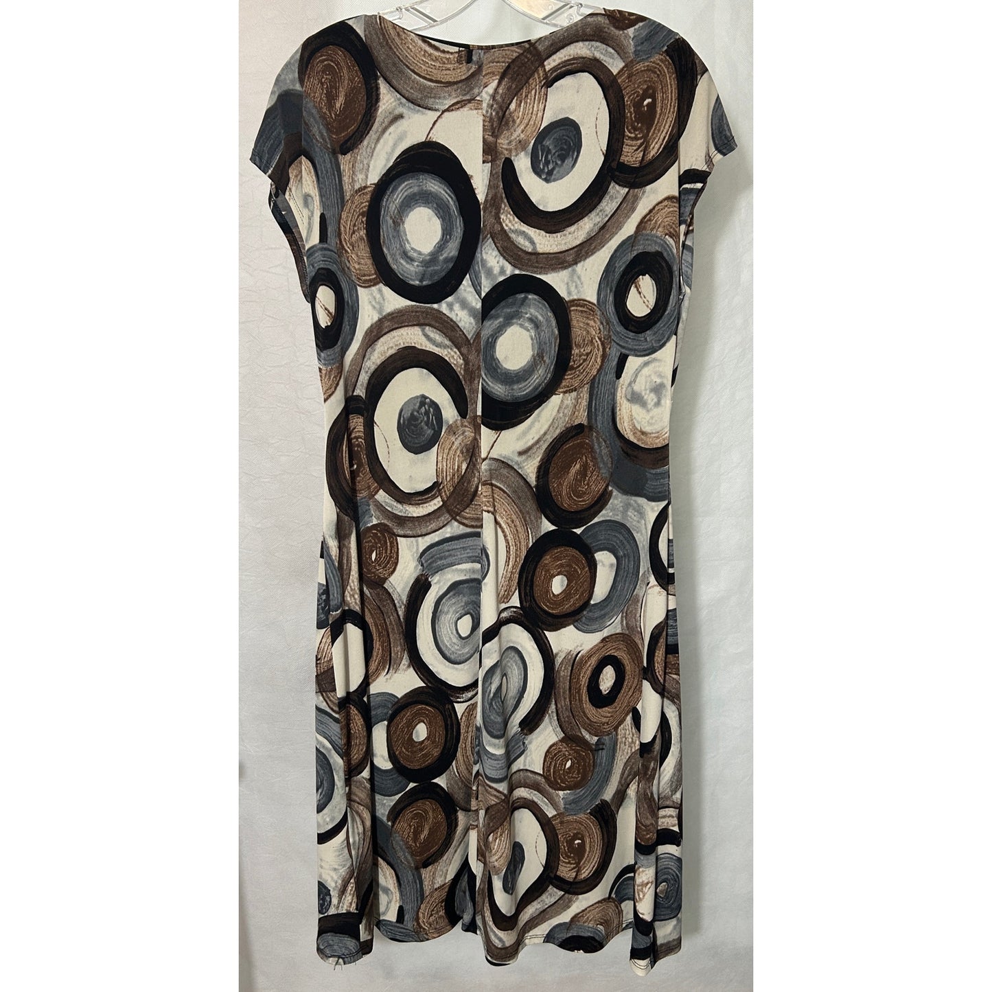 Scarlett Brown Black Circle Print Dress Size 12 Twist Front Knee Length