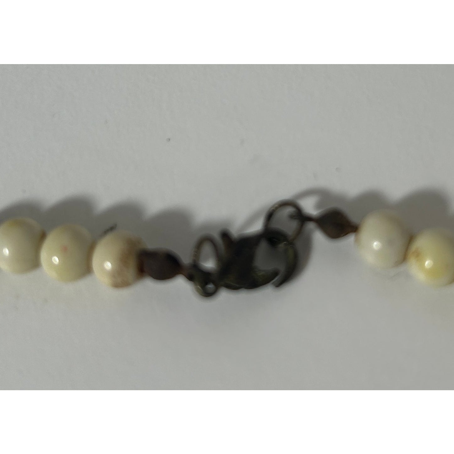 Vintage Black Faceted Bead & Bone-Style Necklace 18” Silver Tone Accents