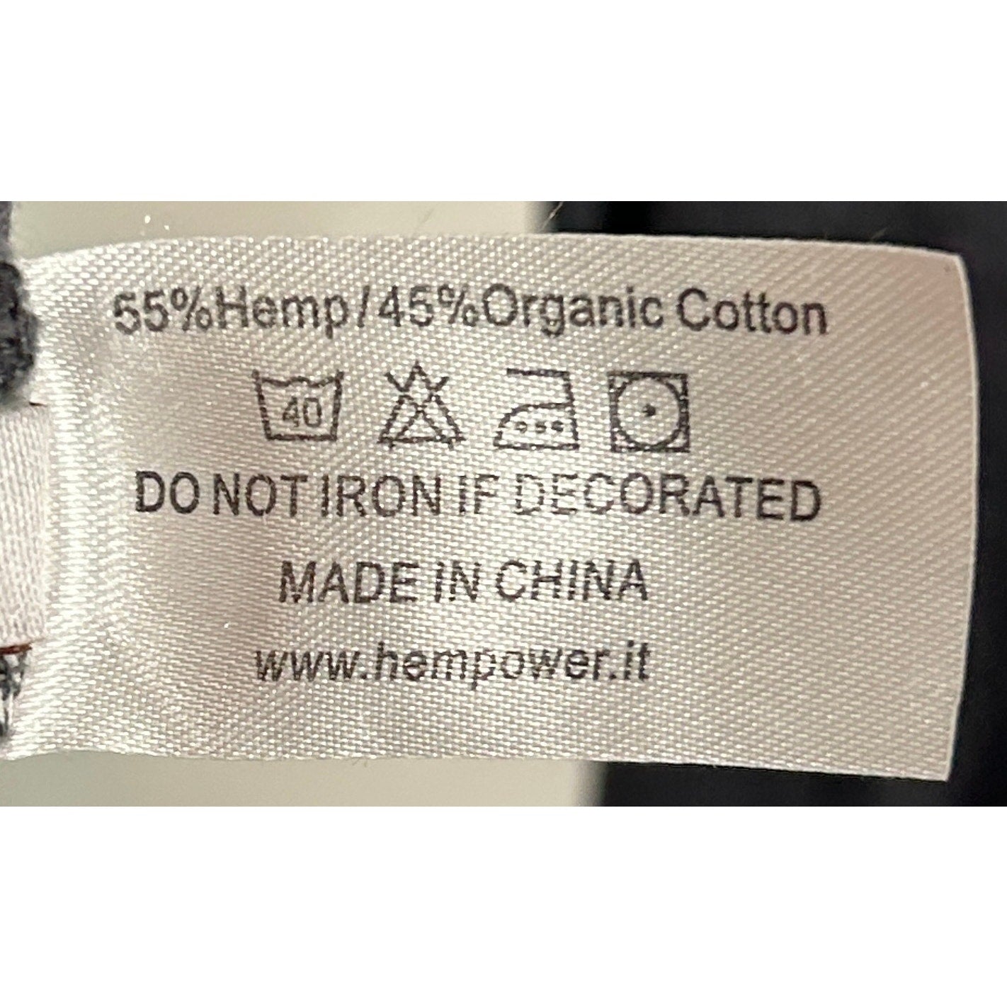 Hempower Italy Black Long Sleeve Shirt Hemp Organic Cotton Blend M