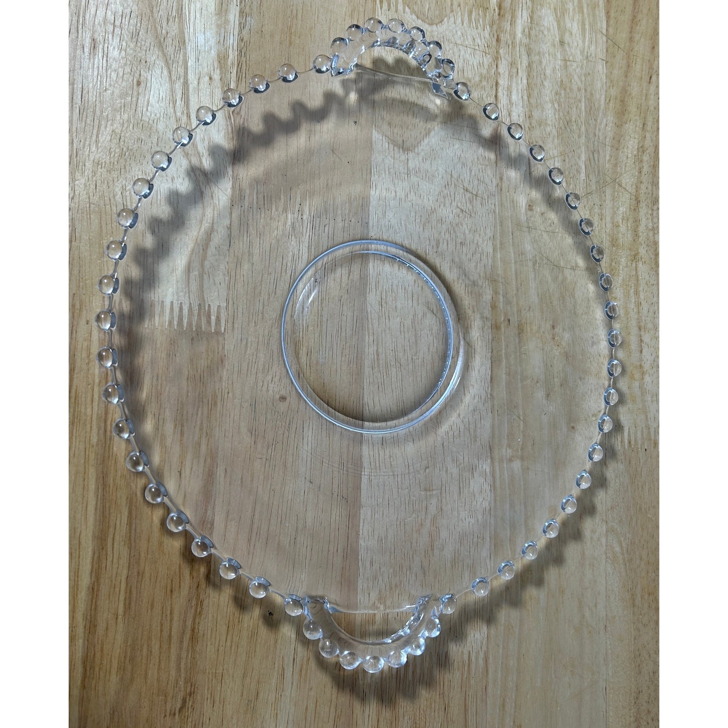 Imperial Glass Candlewick Tray Clear 11.75" Vintage Handle Plate