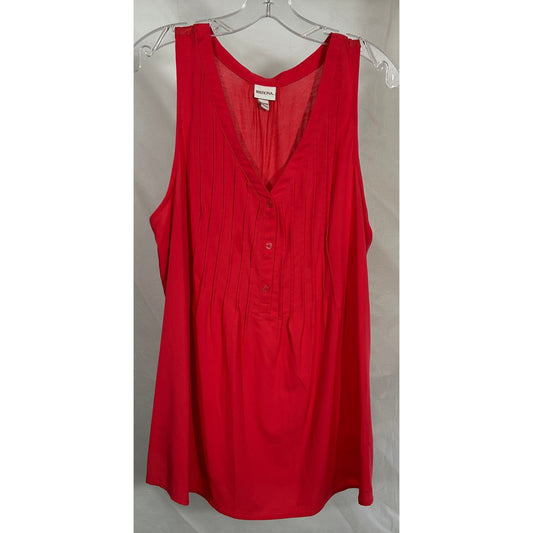 Merona Red Sleeveless Pintuck Blouse XXL Lightweight Layering Top