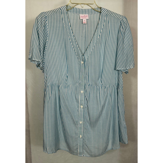 Isabel Maternity by Ingrid & Isabel Blue Striped Button-Down Blouse – Size M
