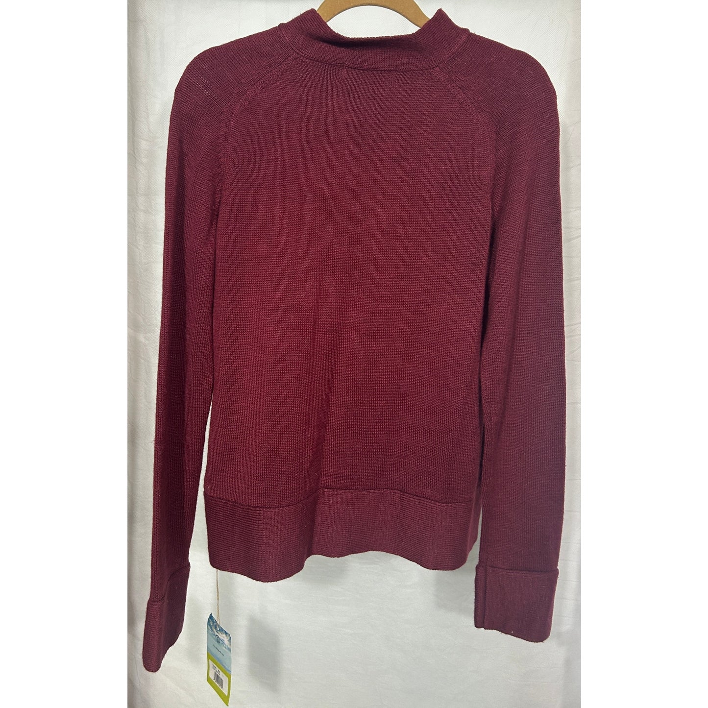 Of the Earth Hemp Wool Burgundy Asymmetrical Zip Sweater Jacket Size L