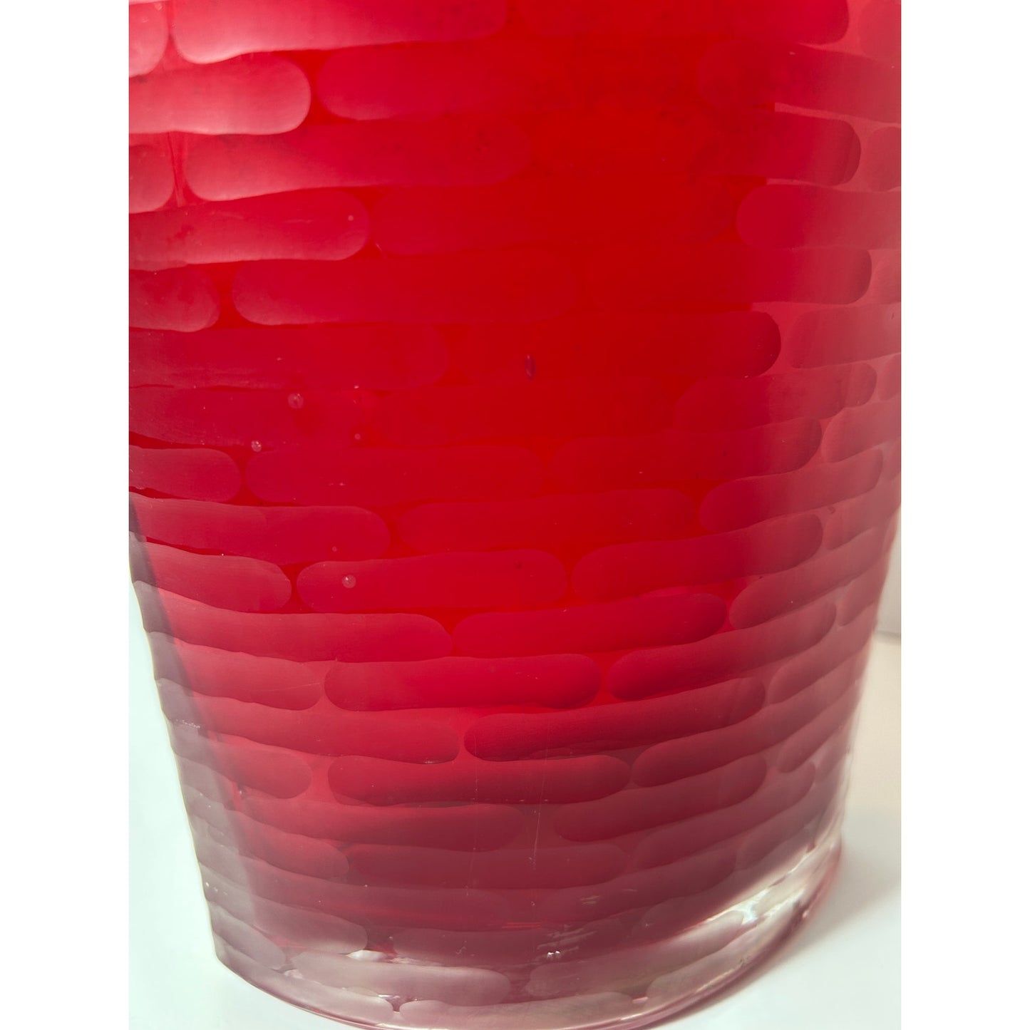 Vintage Tall Ruby Red Textured Glass Vase – 12″ H, 7.75″ W Unique Form