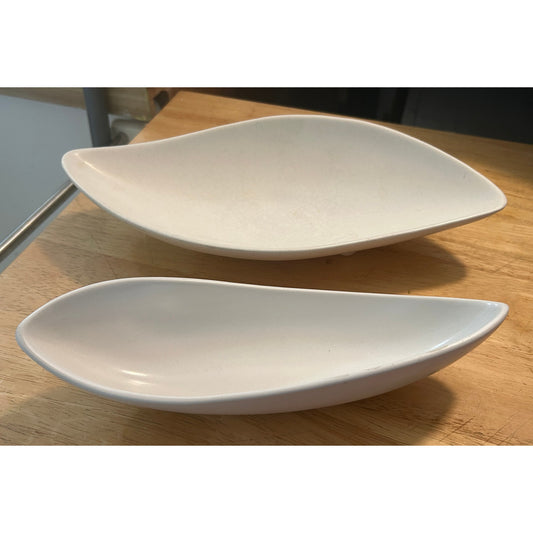 Vintage Ceramic Dish Set – Mariposa Italy & USA Footed Bowl, Modernist Form