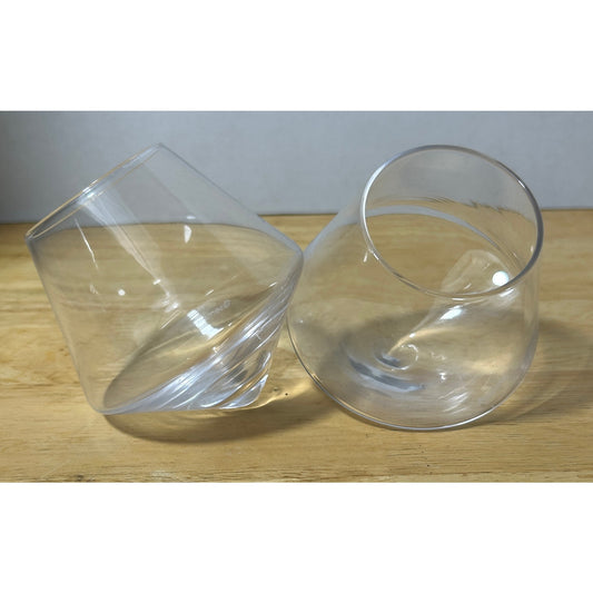 2 Bodum Double-Walled Tilted Glasses, 4" Wide, 3.5" Tall