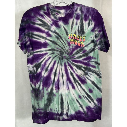 Happy Hour Trip Out Tie Dye T-Shirt Small Psychedelic Mushroom Graphic Tee