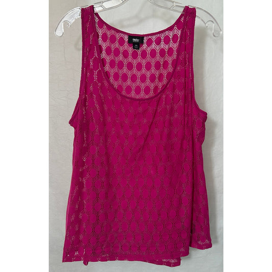 Mossimo Fuchsia Pink Circle Lace Tank Top XXL Sheer Nylon Layered Look
