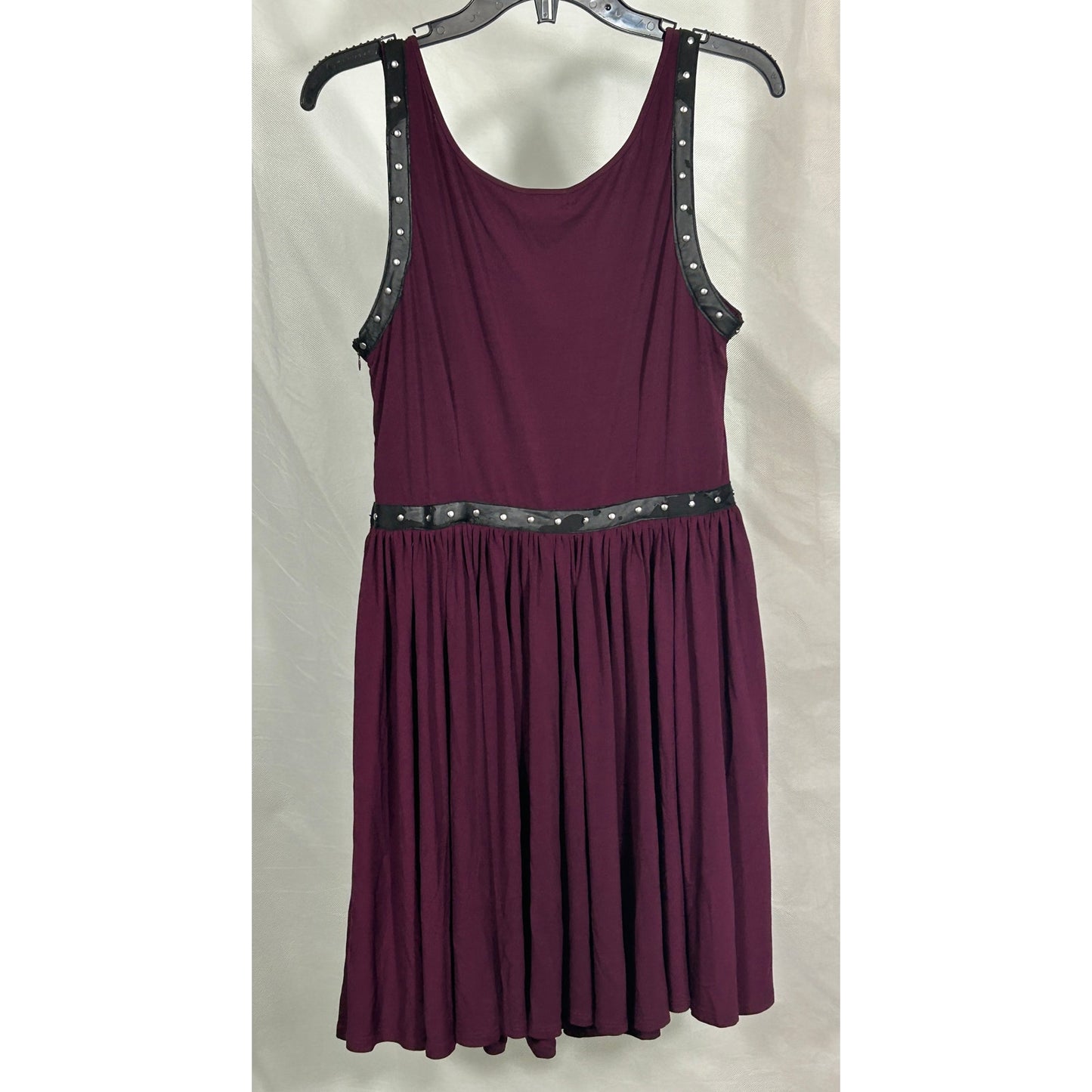 Venus US 10 Purple Sleeveless Dress Studded Faux Leather Trim Gothic Y2K Style