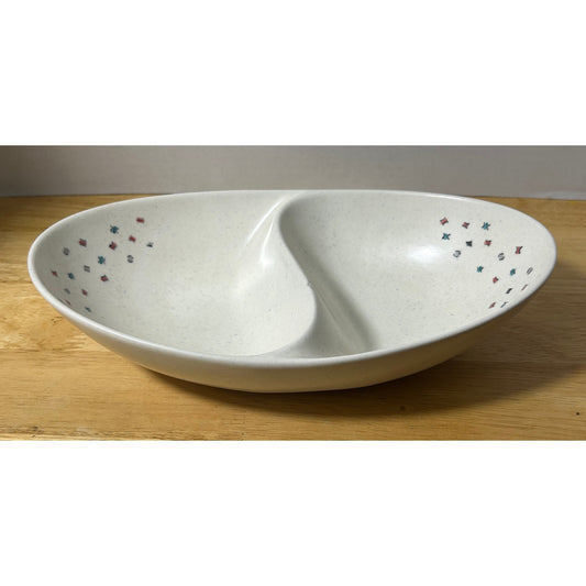 Metlox Poppytrail Confetti Speckled Divided Serving Dish – 11.5" Oval Bowl