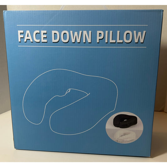 Black Face Down Pillow Memory Foam Travel Massage Neck Support - NIB