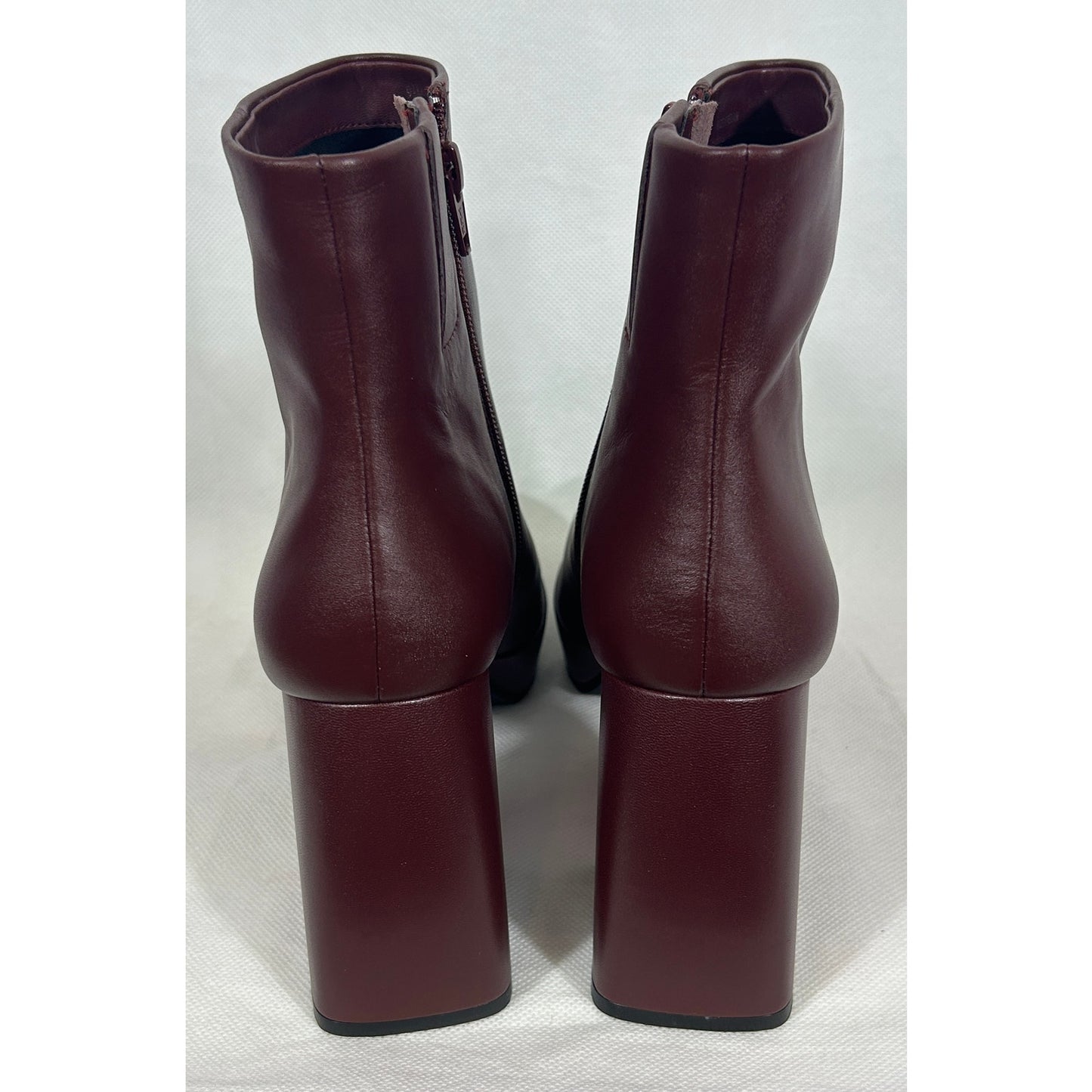 Lisa Vicky Burgundy Platform Ankle Boots Chunky Heel Women's Size 8M