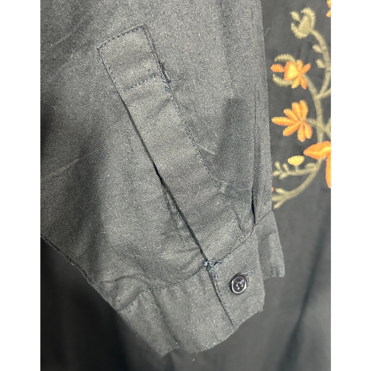 Vintage Together Black Embroidered Button Down Shirt 2X Floral Western