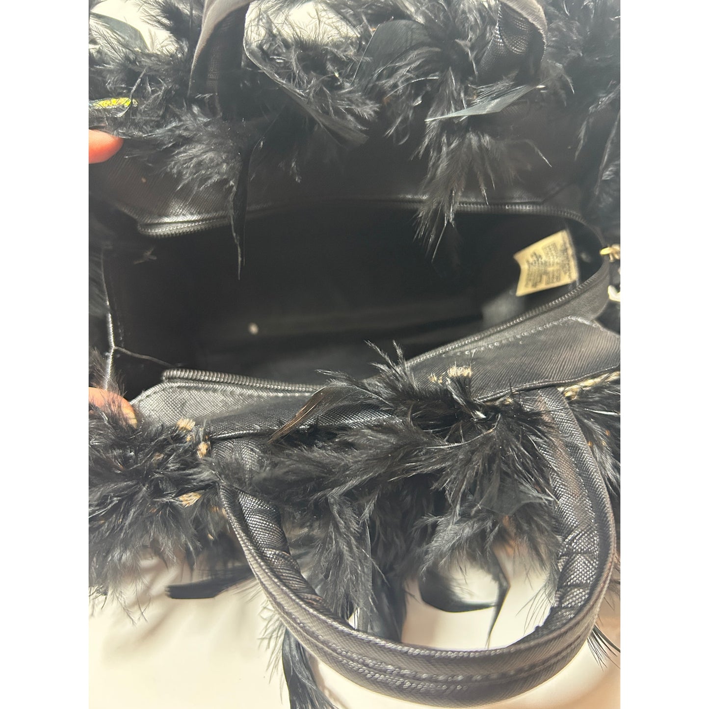 Colorful Frida Kahlo Feathered Purse with Black Boa Trim 7"x10"